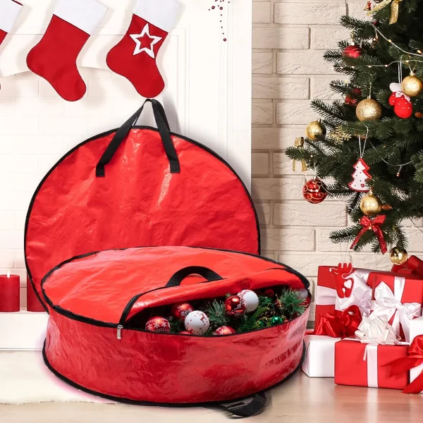 Christmas Light Storage Bag with 4 Metal Reels (Red)