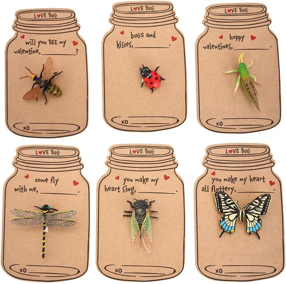 Valentines Day Cards for Kids School, 30 Pack Valentines Day Gifts For Kids  with Valentine's Punchline, Love Bug Greeting Cards With Insect Figures  Toys, Classroom Exchange Gift For Boys Girl 