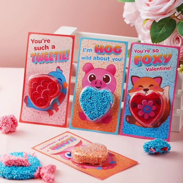 12pcs Valentines Day Modeling Squashy Bead Foam with Cards