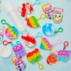 18Pcs Kids Valentines Cards with push bubble Bubble Keychain Toy