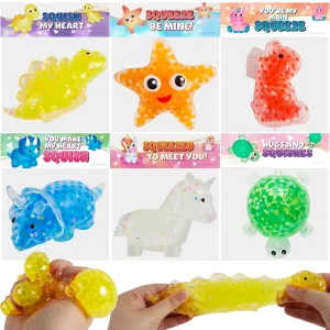 24pcs Valentines Animal Squishy Toys with Cards