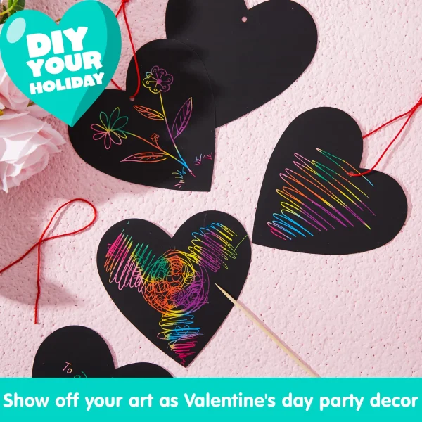 24pcs Valentines Scratch Off Hearts with Cards