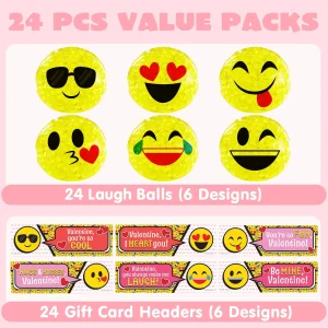 24pcs Iconic Expression Squeeze Ball with Cards