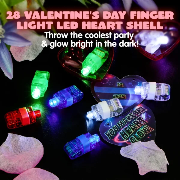 28pcs Led Finger Lights with Valentine Cards