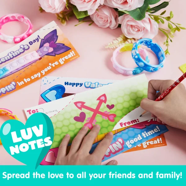 28pcs push bubble Bracelet  with Valentines Day Cards