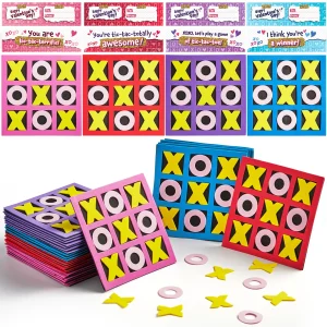 28pcs Valentine Cards with Foam Tic Tac Toe Board Game