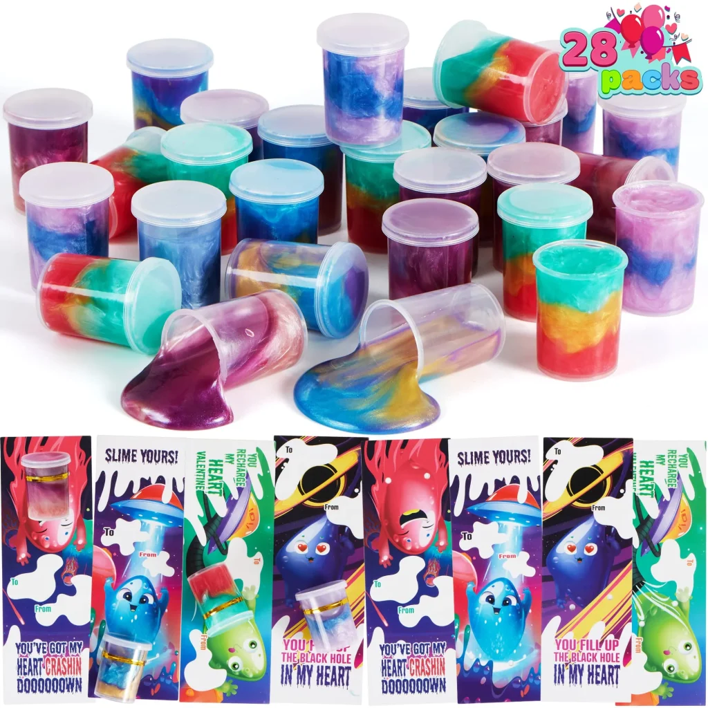 Best 28pcs Galaxy Slime with Valentines Day Cards