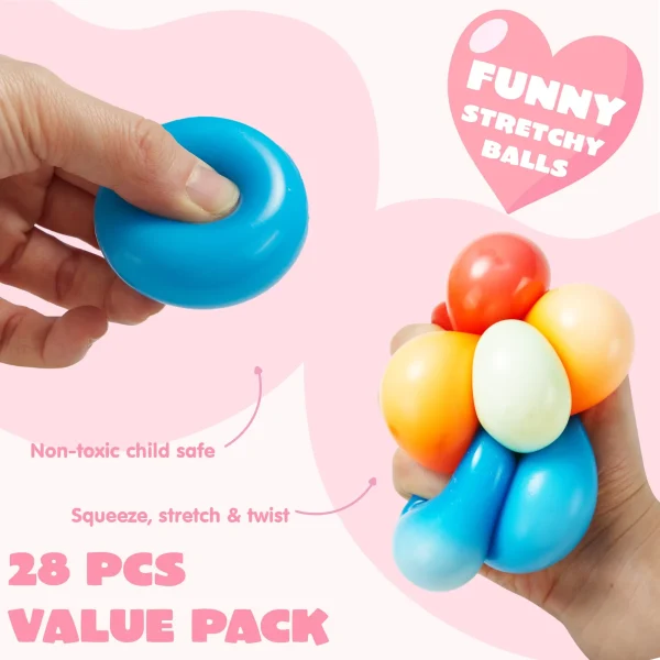 28pcs Valentines Day Cards with Mini Stress Balls Set