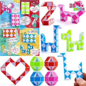 28pcs Cube Snake Toy with Valentines Day Cards