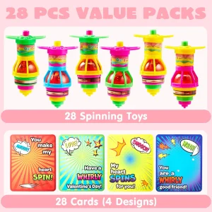 28pcs Valentines Spinning Top with Gift Cards