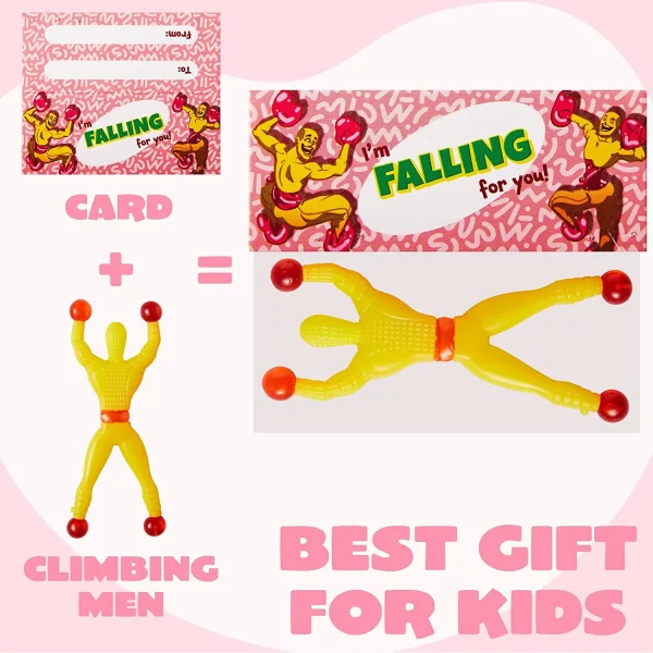 28pcs Valentines Sticky Climbing Wall Men with Cards