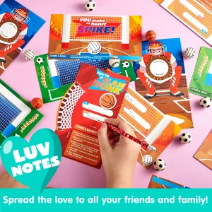 28pcs Valentines Day Cards with Sports Toy Game