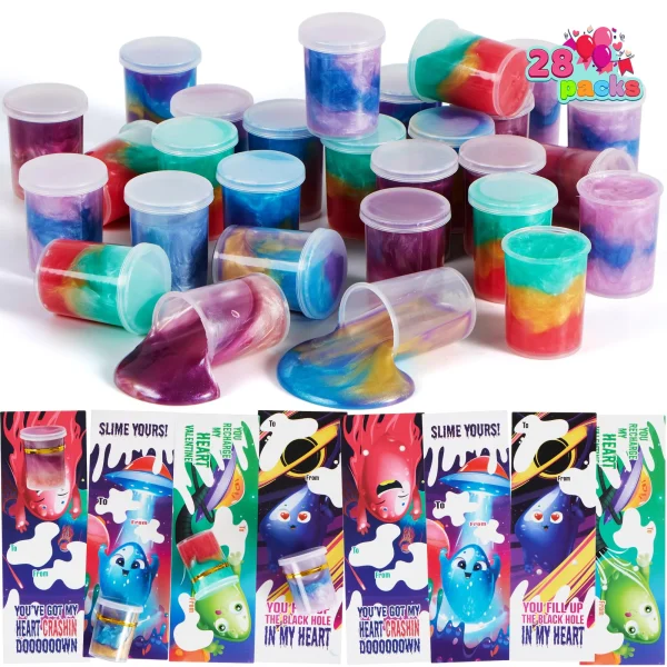 28pcs Cosmic Realm Slime with Valentines Day Cards