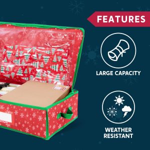 40″ Snowflake Patterned Gift Wrap Organizer (Red)