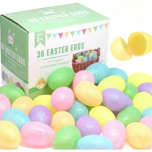 36pcs Glittering Assorted Fillable Easter Egg Shells 3.15in