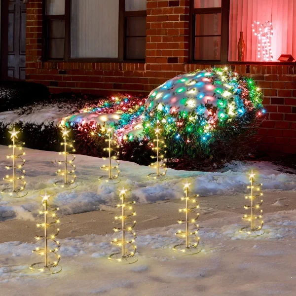 4Pcs Spiral Christmas Tree Pathway Light 18in