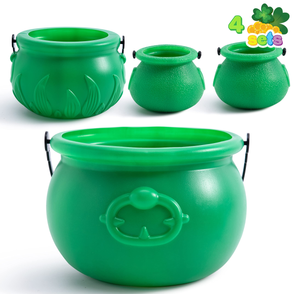 4Pcs St.Patrick's Day Green Cauldrons with Handle