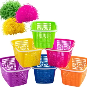 6Pcs Easter Plastic Easter Paper Shred Baskets