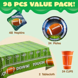 98Pcs Football Party Supplies Set for 24 People