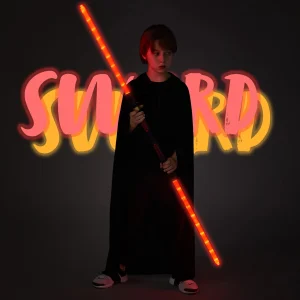 2-in-1 LED Dual Silver and Red Light Up Saber Sword
