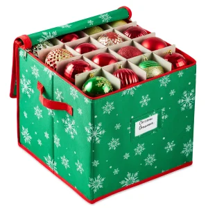 Snowflake Patterned Christmas Ornament Storage Box (Green)