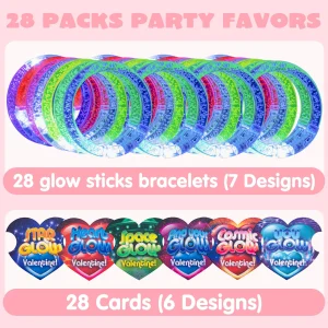 28pcs Flashing LED Bracelets with Valentines Gift Cards