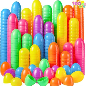 100Pcs Colorful Bright Plastic Easter Egg Shells 2.3in