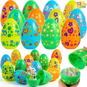 12Pcs Bright Color Plastic Easter Egg Shells 7in