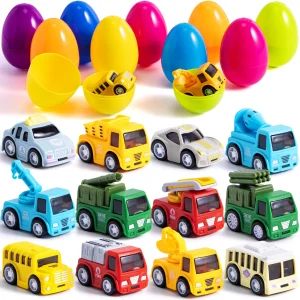 12Pcs Pull Back Cars  Prefilled Easter Eggs 3in