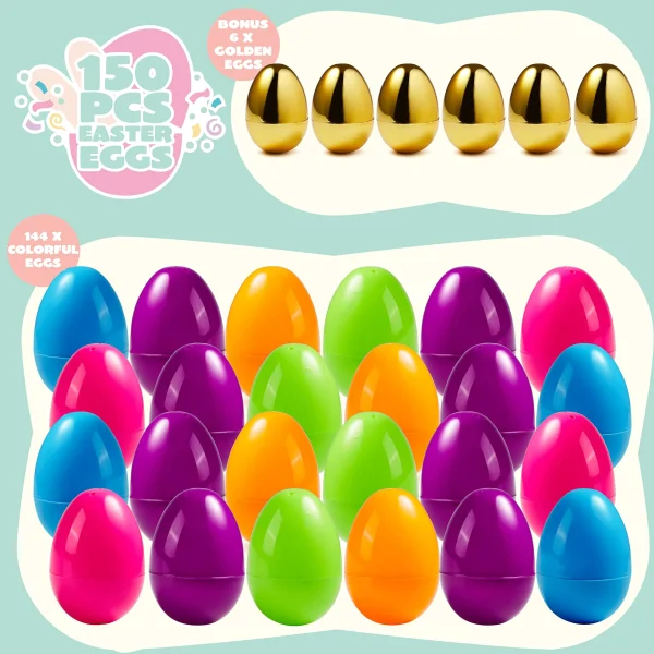 150Pcs Colorful Eggs Plus Golden Eggs 3.15in