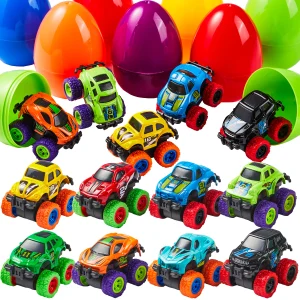 16Pcs Pull Back Cars Prefilled Easter Eggs