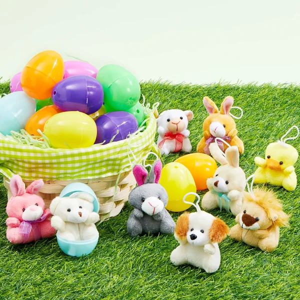 18Pcs Plush Animal Toys Prefilled Easter Eggs 2.23in