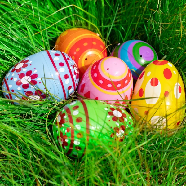 18Pcs Printed Easter Egg Shells 3.15in