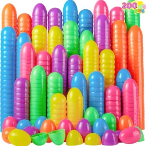 200Pcs Colorful Bright Plastic Easter Egg Shells 2.3in