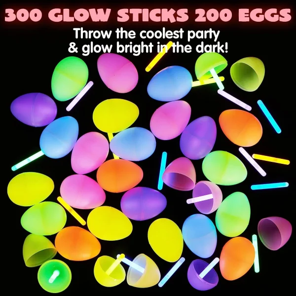 200Pcs Easter Glow Sticks Prefilled Easter Eggs 2.4in