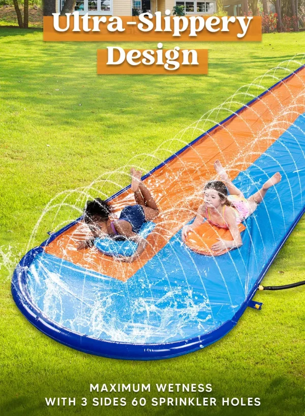 22.5ft Double Lawn Water Slide