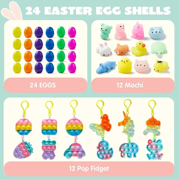 24Pcs Assorted Toys Prefilled Easter Eggs 2.36in