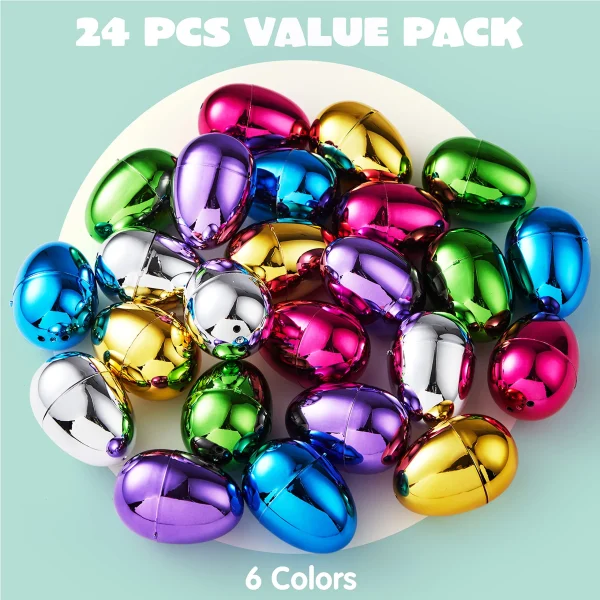 24Pcs Metallic Easter Egg Shells 3.15in