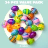 24Pcs Printed Easter Egg Shells 3.15in
