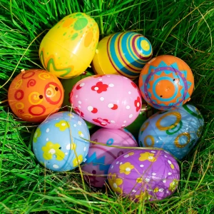 288Pcs Printed and Golden Easter Egg Shells 2.3in