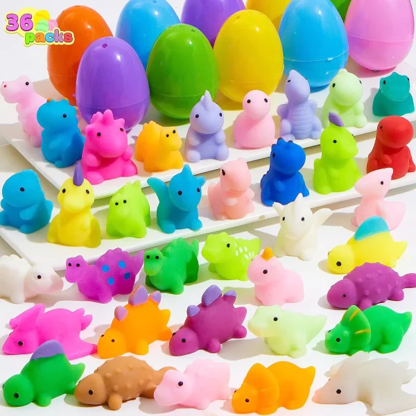 36Pcs Dinosaur Soft and Yielding Toys Prefilled Easter Eggs