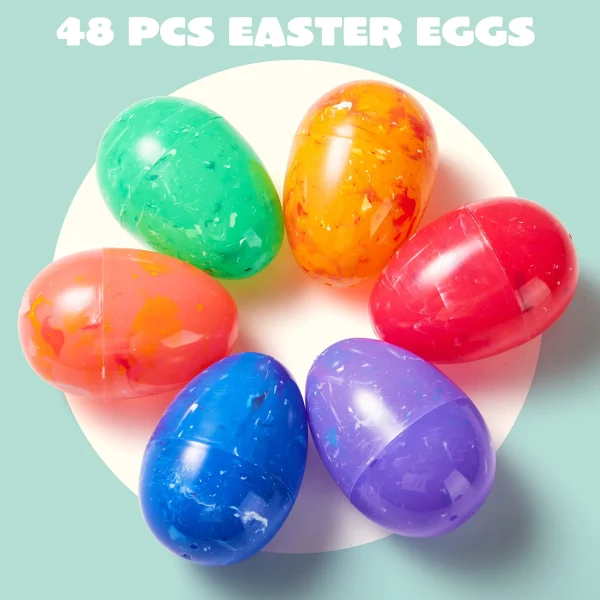 48Pcs  Marble Easter Egg Shells 3in