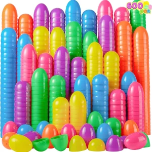 600Pcs Colorful Bright Plastic Easter Egg Shells 2.3in