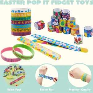 60Pcs Easter Slap Bracelets Silicone Wristbands Set