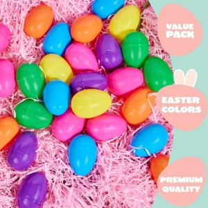 72Pcs Colorful Bright Plastic Easter Egg Shells 3.15in