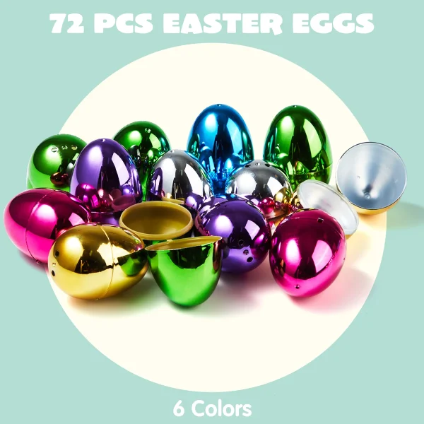 72Pcs Metallic Easter Egg Shells 2.3in