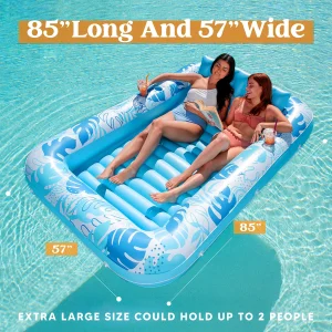 Extra Large Inflatable Tanning Pool & Yard Lounger With Cup Holder, Blue