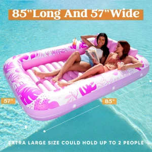 Extra Large Inflatable Tanning Pool & Yard Lounger With Cup Holder, Pink