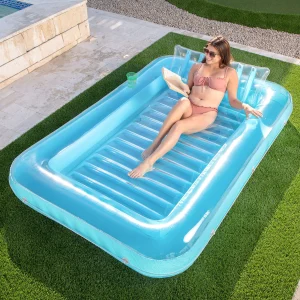 Sloosh-XL Inflatable Tanning Pool Lounge Float, 85″ x 57″ Extra Large Sun Tan Tub Adult Pool Floats Raft