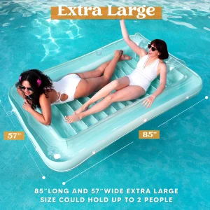 Sloosh-XL Inflatable Tanning Pool Lounge Float, 85″ x 57″ Extra Large Sun Tan Tub Adult Pool Floats Raft